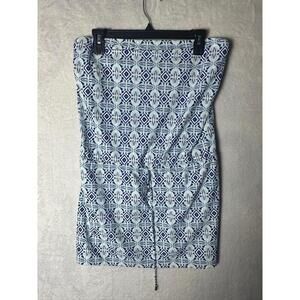 Helen Jon Dress‎ Blue And White Drawstring Waist Swim Material Size Medium